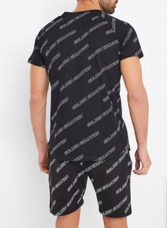 GOLDEN EQUATION Allover Print Raglan Sleeve T-Shirt Black  - Image 3