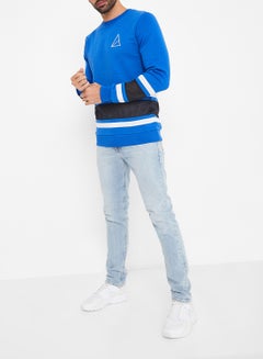 GOLDEN EQUATION Mesh Detail Comfy Sweatshirt Blue  - Image 2