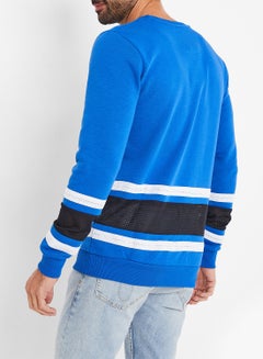 GOLDEN EQUATION Mesh Detail Comfy Sweatshirt Blue  - Image 3