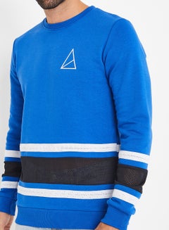 GOLDEN EQUATION Mesh Detail Comfy Sweatshirt Blue  - Image 4