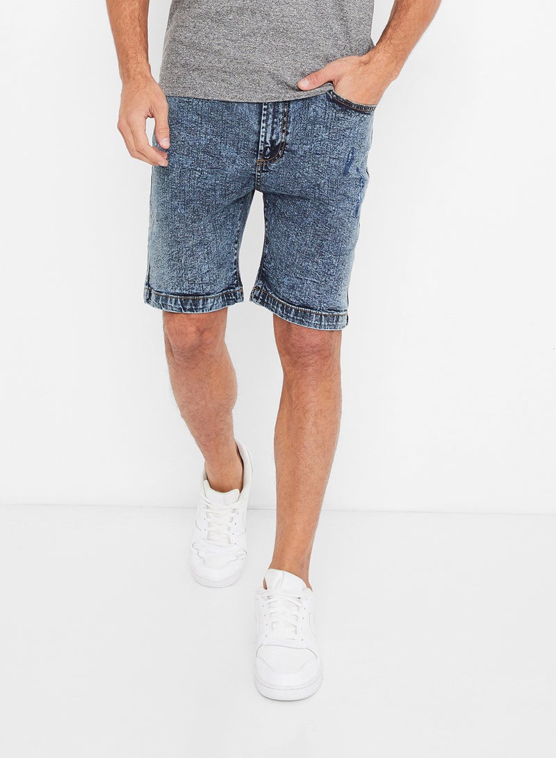 Acid Wash Denim Shorts Blue - v1647698995/N32323571V_1