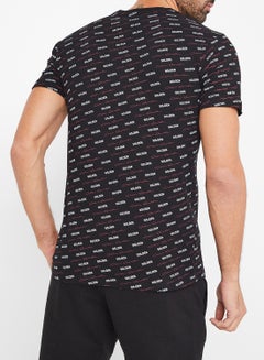GOLDEN EQUATION Allover Logo Print T-Shirt Black  - Image 3