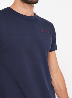 GOLDEN EQUATION Logo Detail Basic T-Shirt Navy  - Image 4