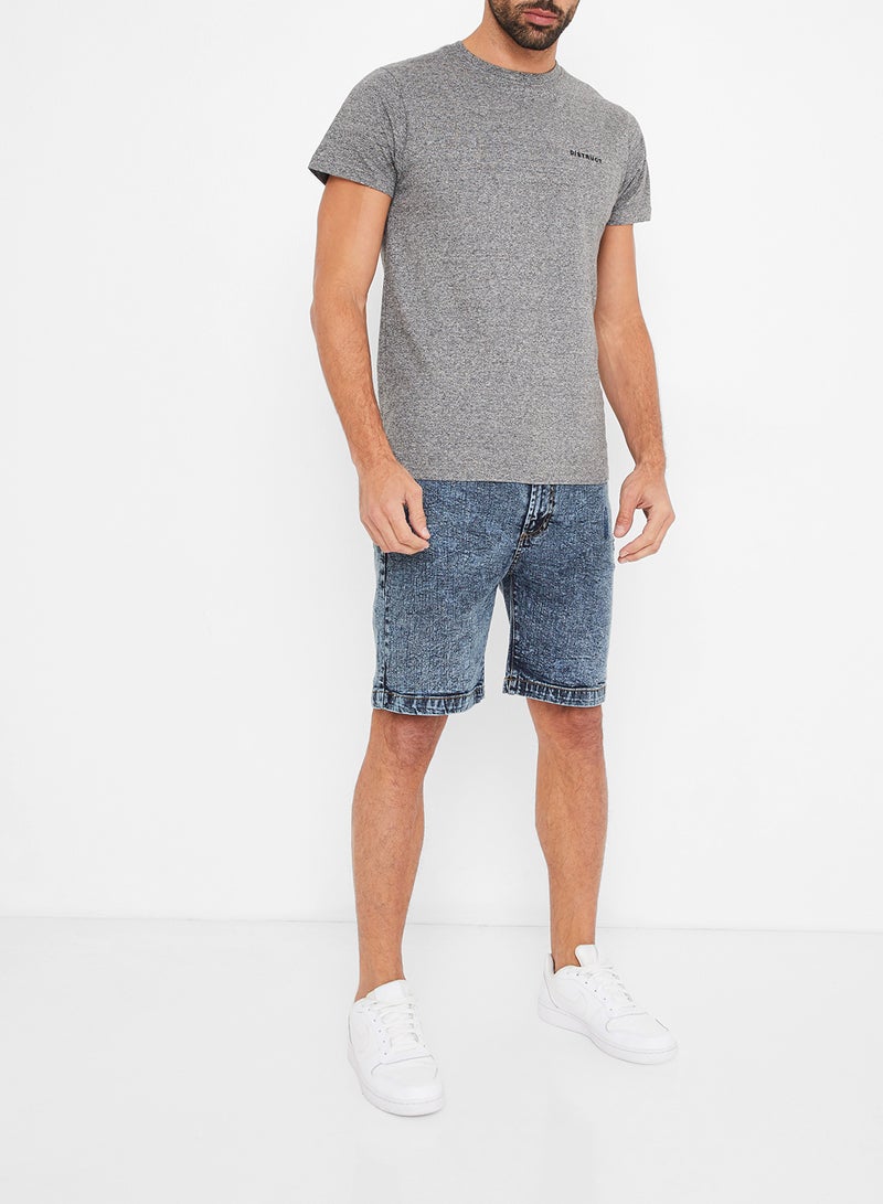 D-Struct Acid Wash Denim Shorts Blue  - Image 2