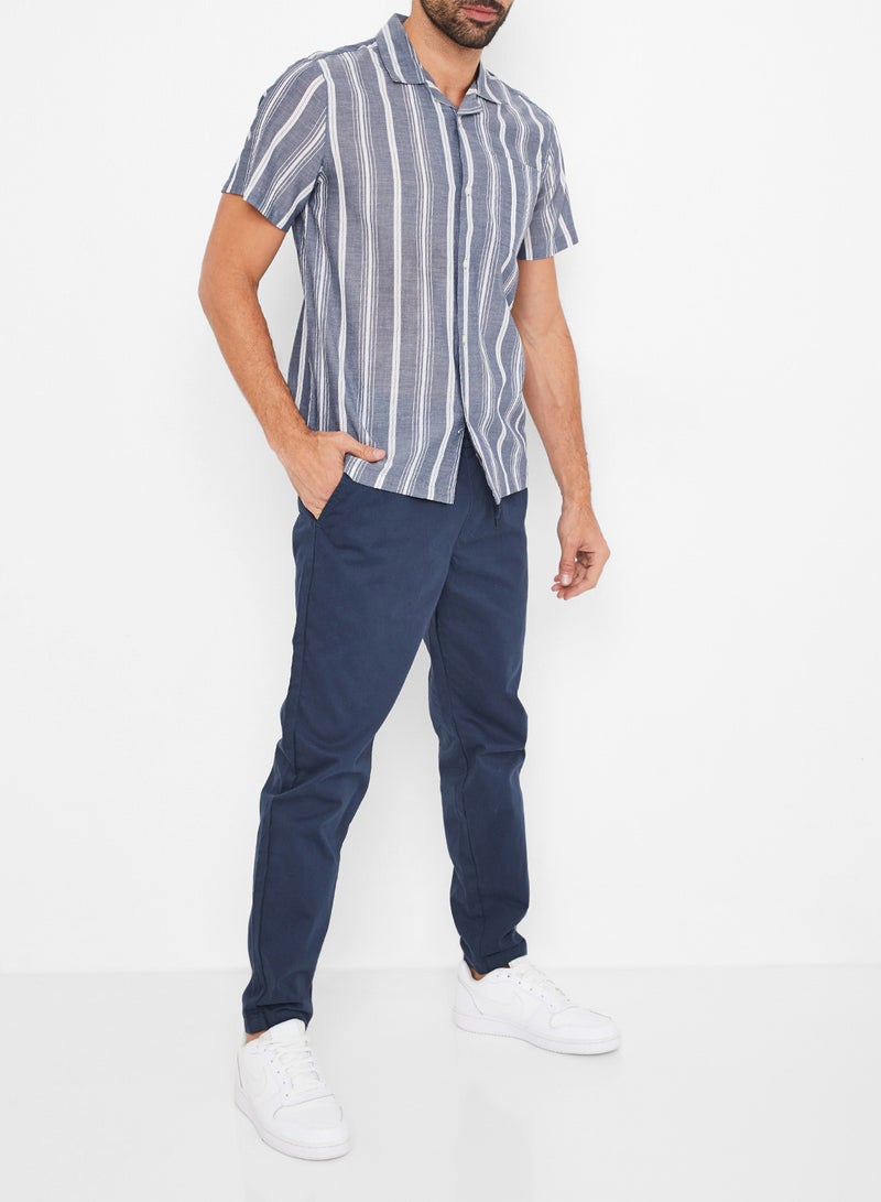 D-Struct Striped Short Sleeve Shirt Blue  - Image 2
