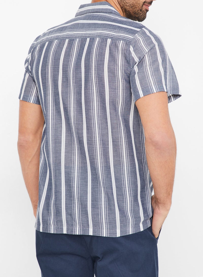 D-Struct Striped Short Sleeve Shirt Blue  - Image 3