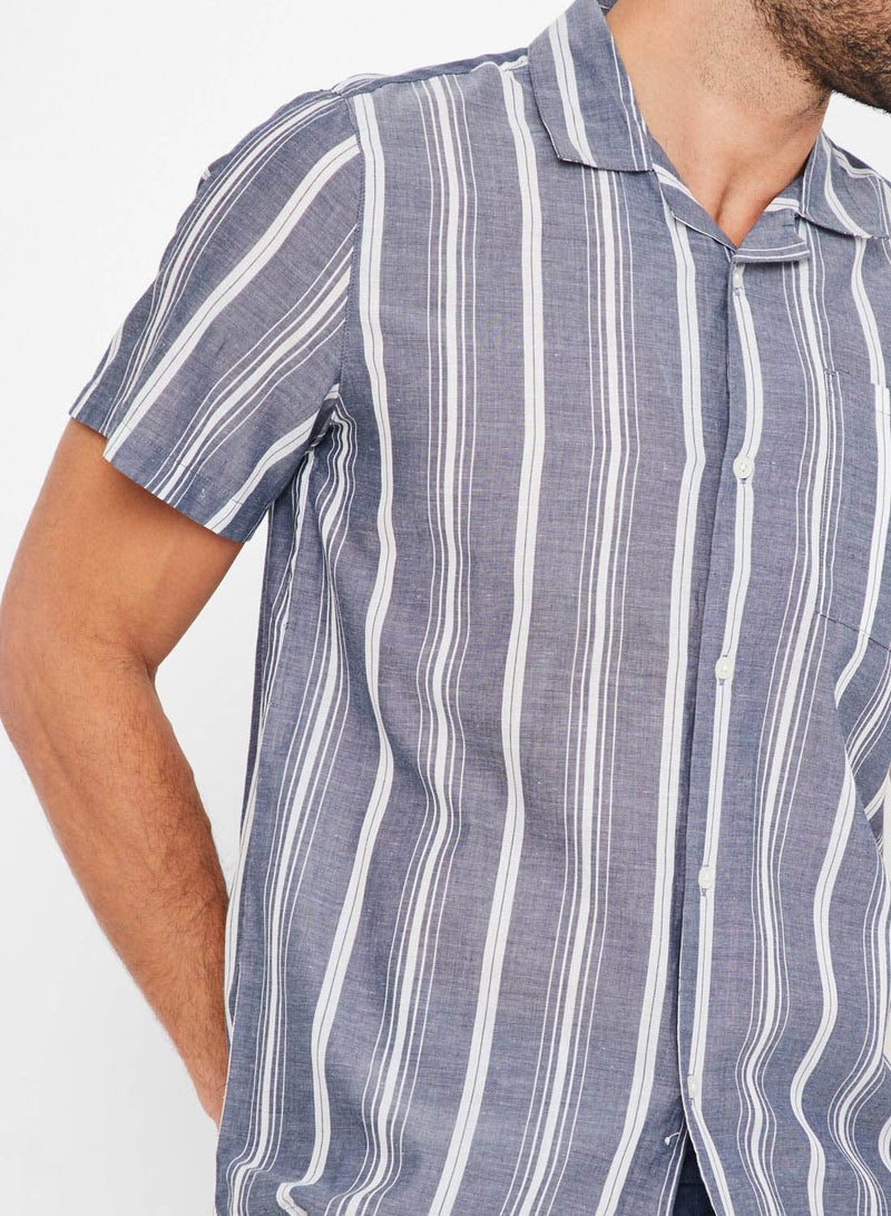 D-Struct Striped Short Sleeve Shirt Blue  - Image 4