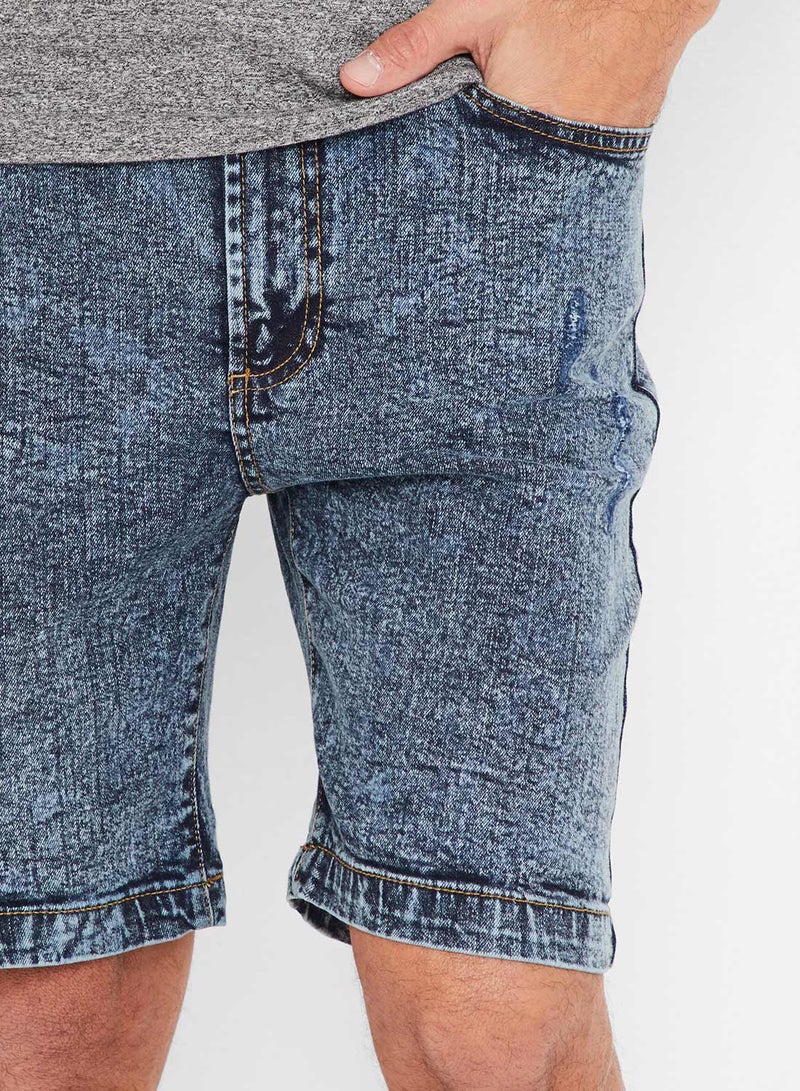 D-Struct Acid Wash Denim Shorts Blue  - Image 4