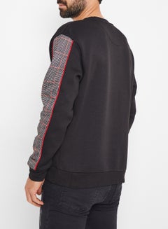 GOLDEN EQUATION Cut and Sew Check Panel Detail Sweatshirt Black  - Image 3