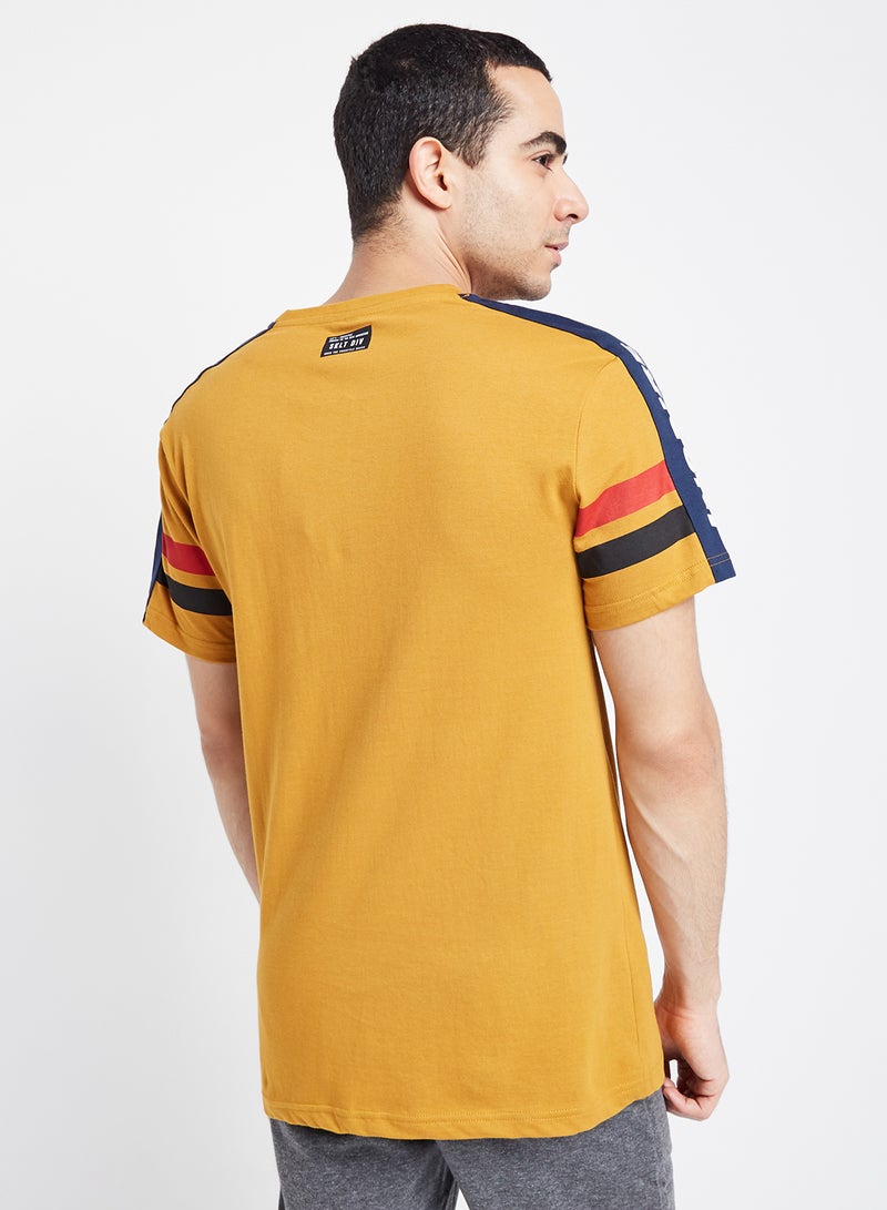 Contrast Stripe Sleeve T-Shirt Mustard - v1647699024/N32888265V_2