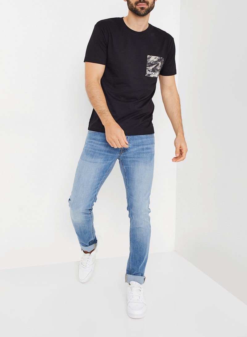 SKULT Chest Print T-Shirt Black - Image 2