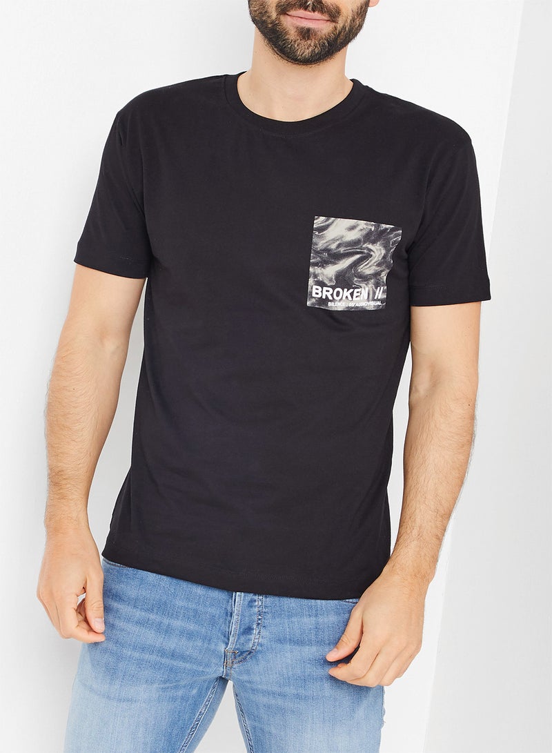 SKULT Chest Print T-Shirt Black - Image 1