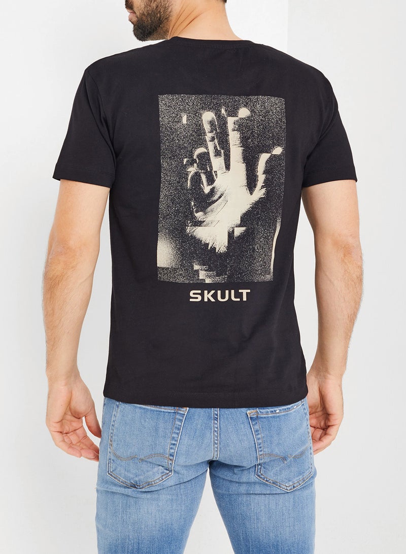SKULT Chest Print T-Shirt Black - Image 3