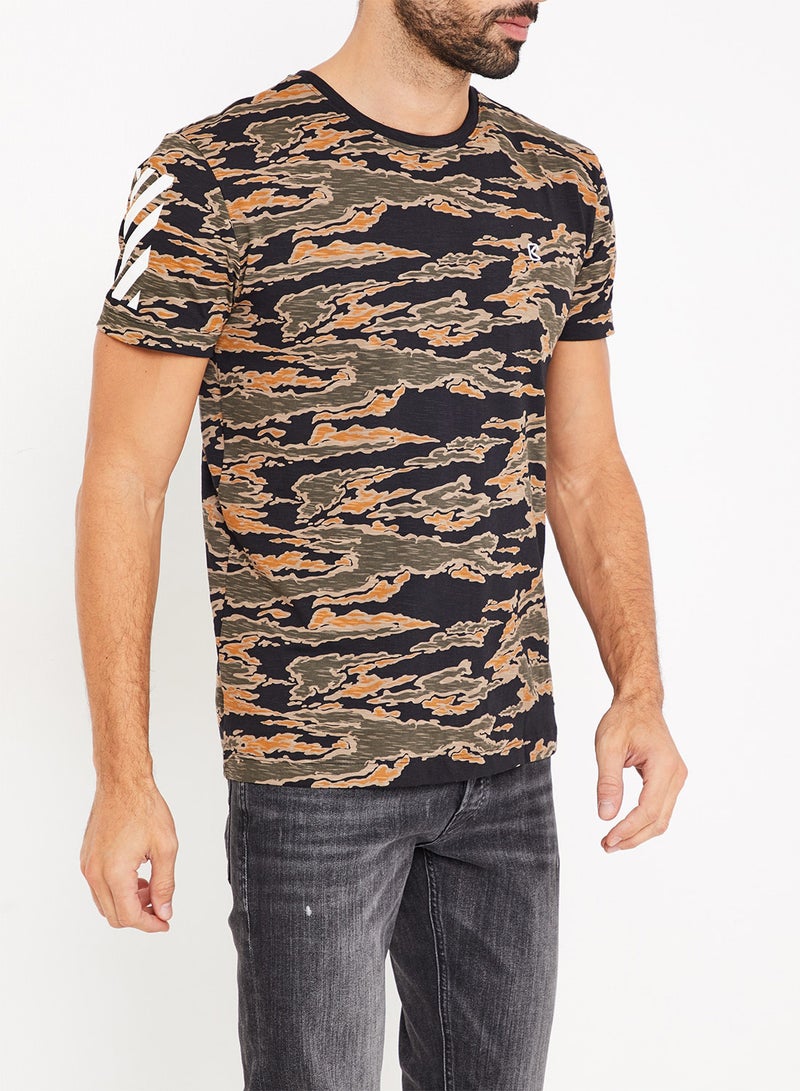 SKULT Camo Crew Neck T-Shirt Black Multi  - Image 1