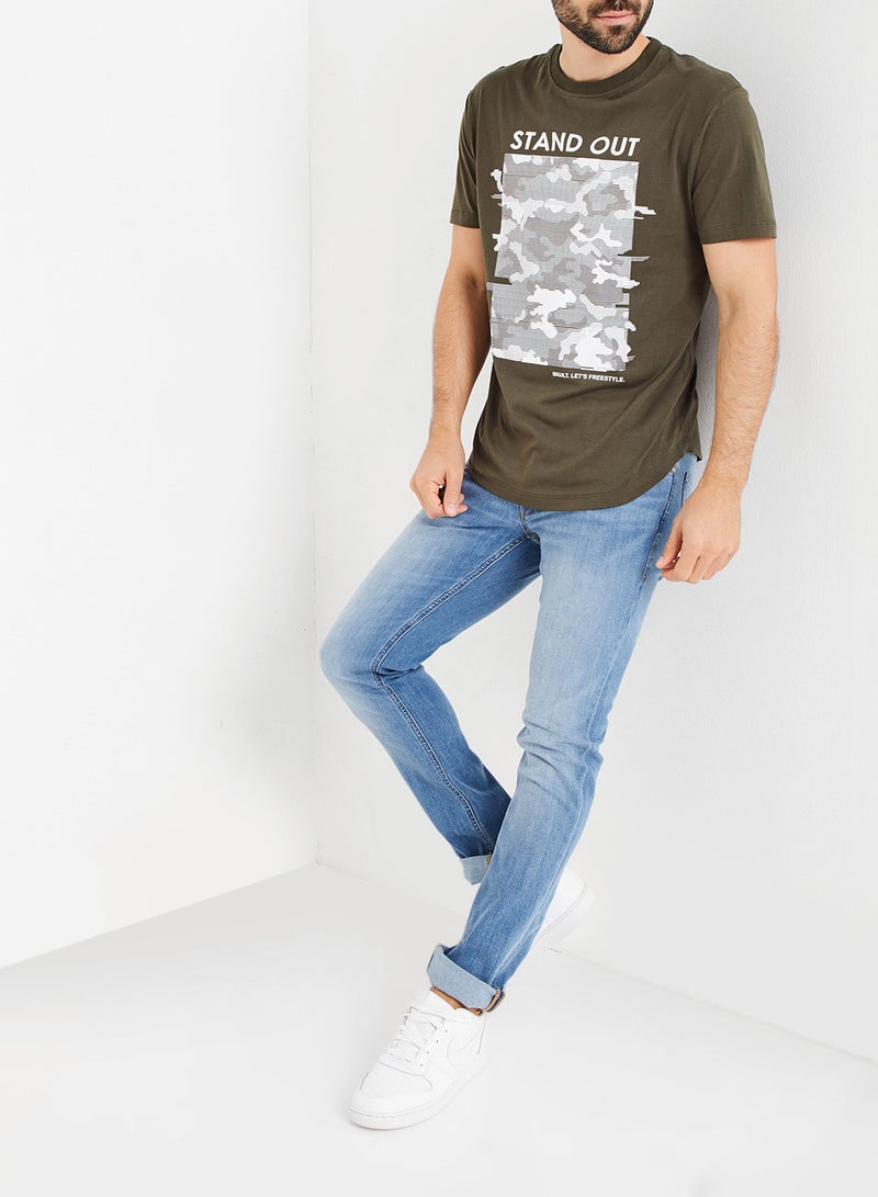 SKULT Box Graphic Print T-Shirt Olive - Image 2