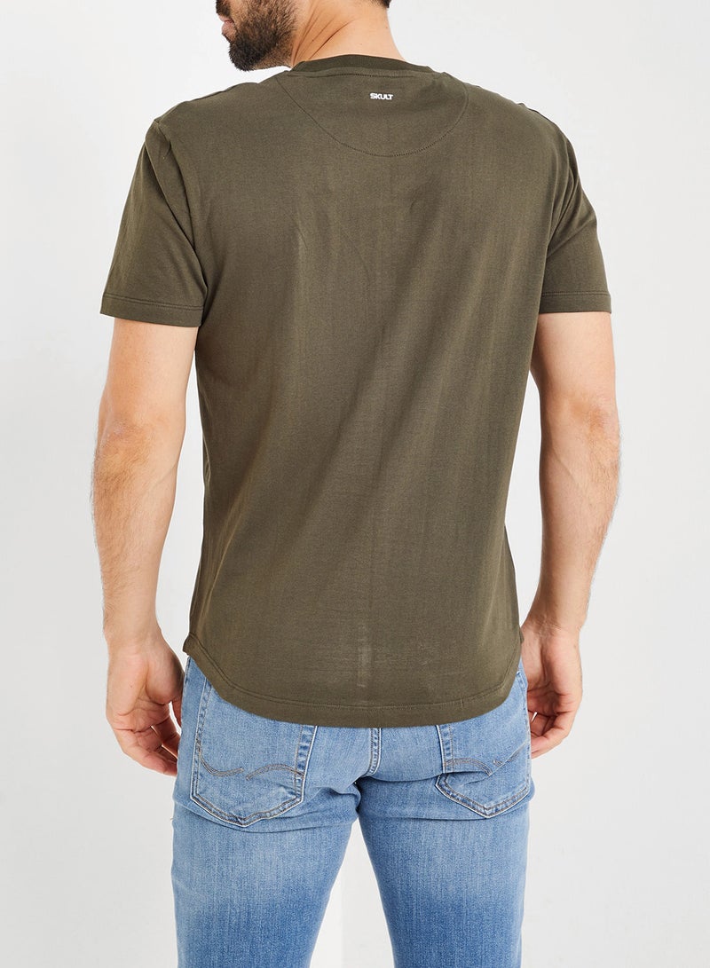SKULT Box Graphic Print T-Shirt Olive - Image 3