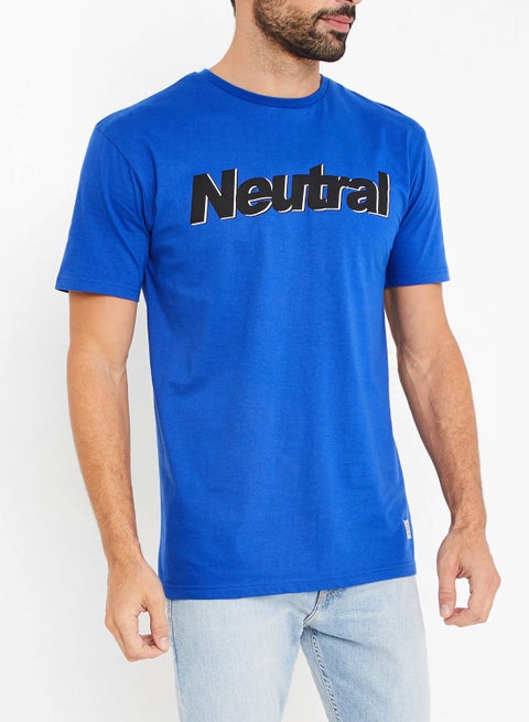 Text Print T-Shirt Blue