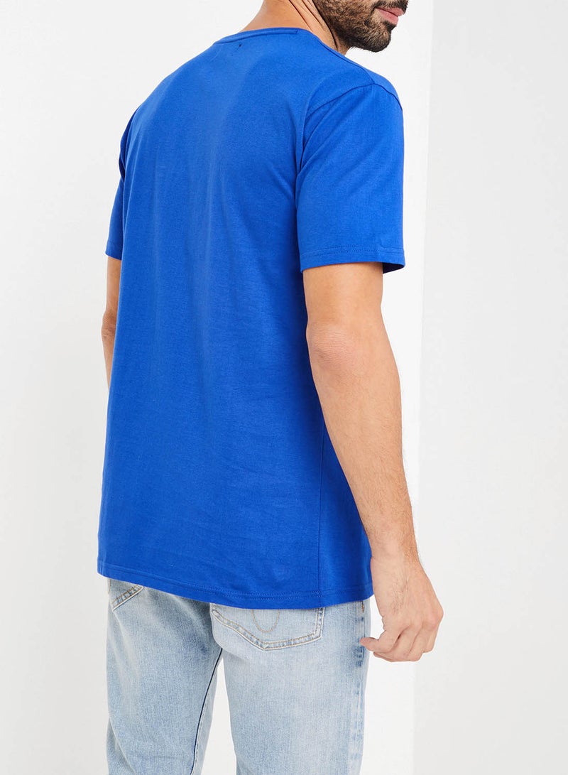 Text Print T-Shirt Blue