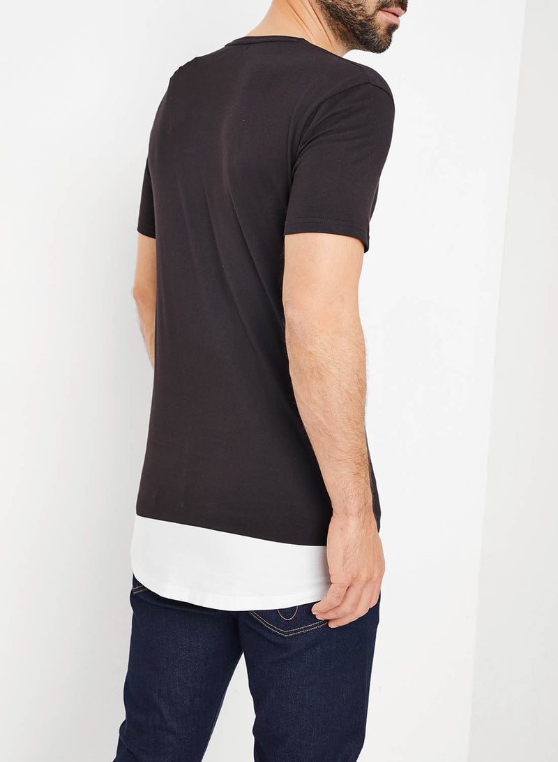 سكالت تيشيرت طويل بحافة متباينة أسود - Image 3