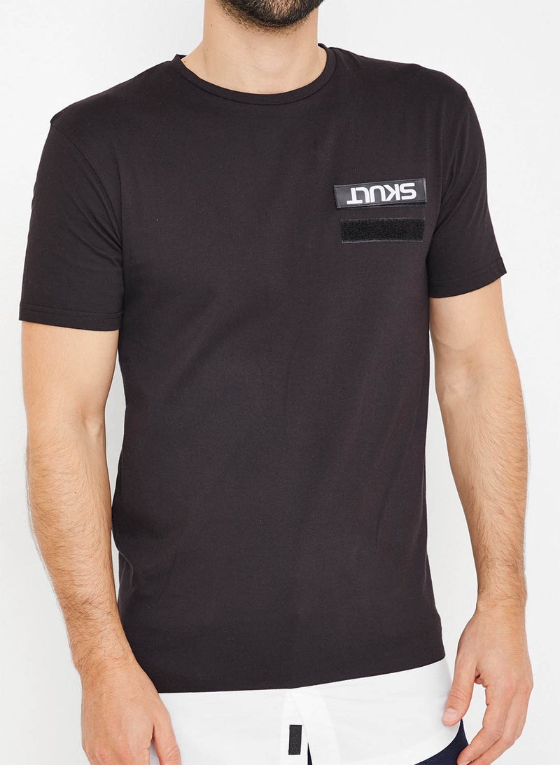 سكالت تيشيرت طويل بحافة متباينة أسود - Image 4