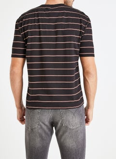 GOLDEN EQUATION Oversized Striped Divo T-Shirt Brown  - Image 3
