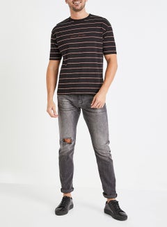 GOLDEN EQUATION Oversized Striped Divo T-Shirt Brown  - Image 2