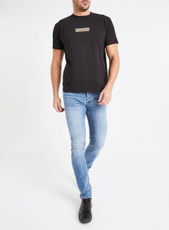 GOLDEN EQUATION Contrast Logo Box Detail T-Shirt Black  - Image 2