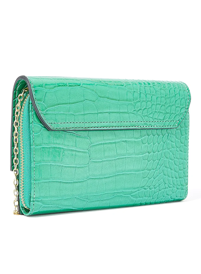 CARLO ROSSI Croc Effect Crossbody Bag Turquoise