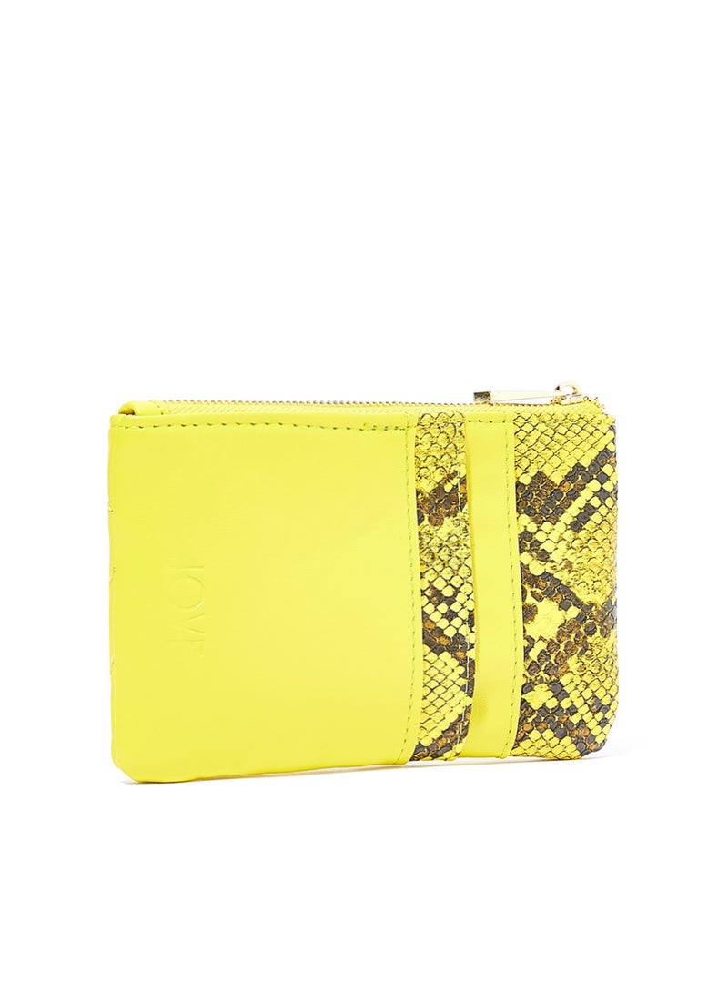 Jove Snakeskin Panel Quilted Crossbody Bag Yellow  - Image 2