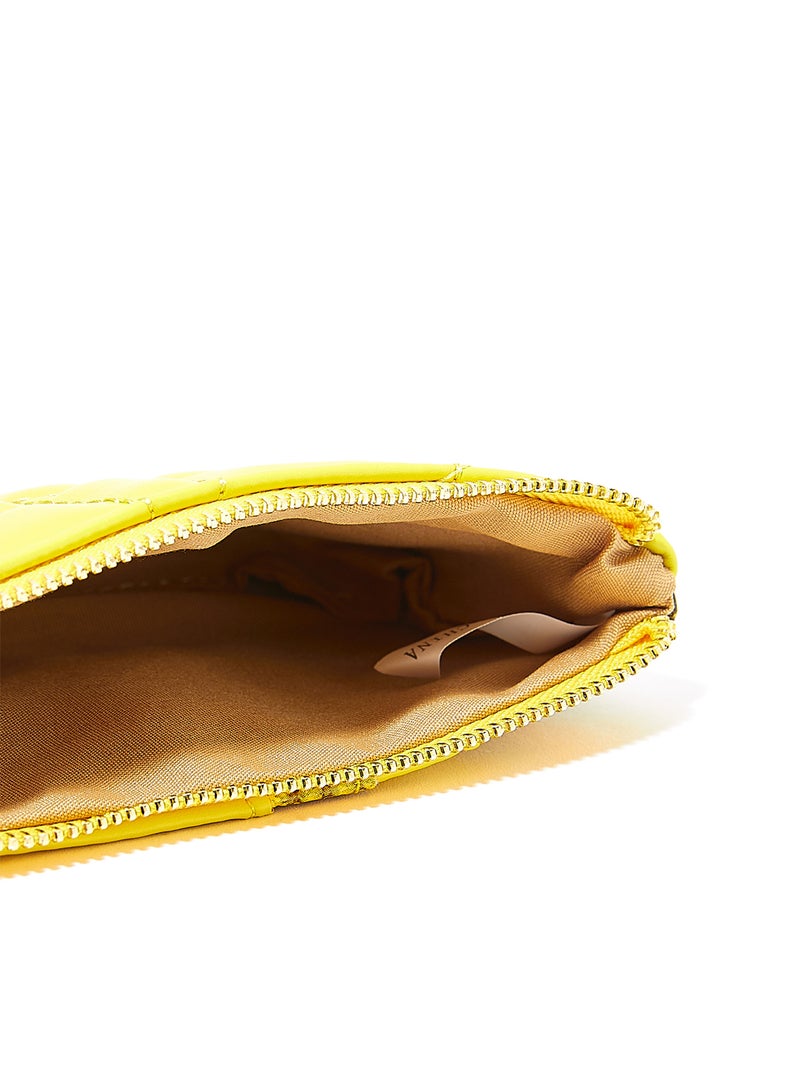 Jove Snakeskin Panel Quilted Crossbody Bag Yellow  - Image 4