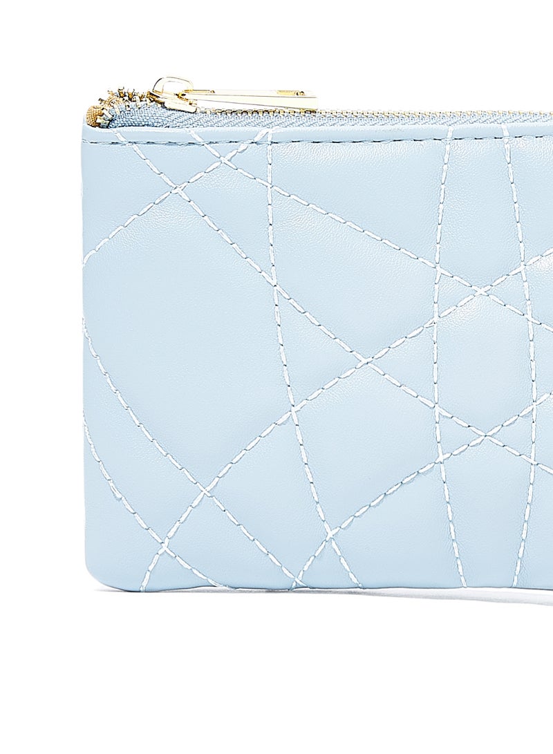 Jove - Snakeskin Panel Quilted Crossbody Bag Blue - Image 1