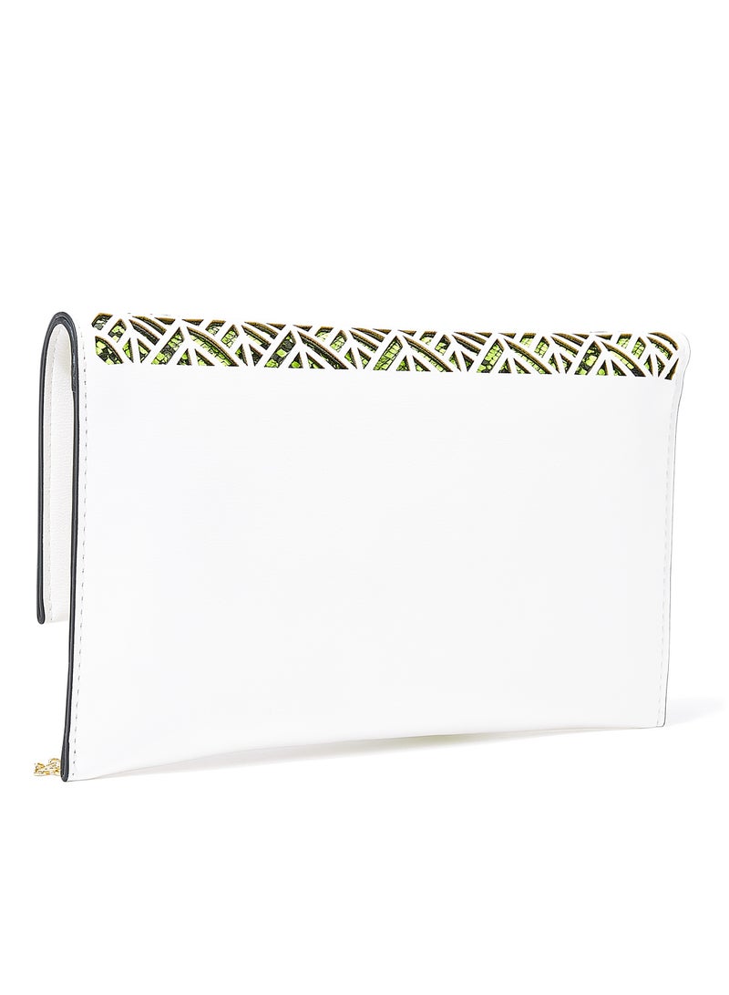 Jove - All-Over Pattern Clutch Green/White - Image 1