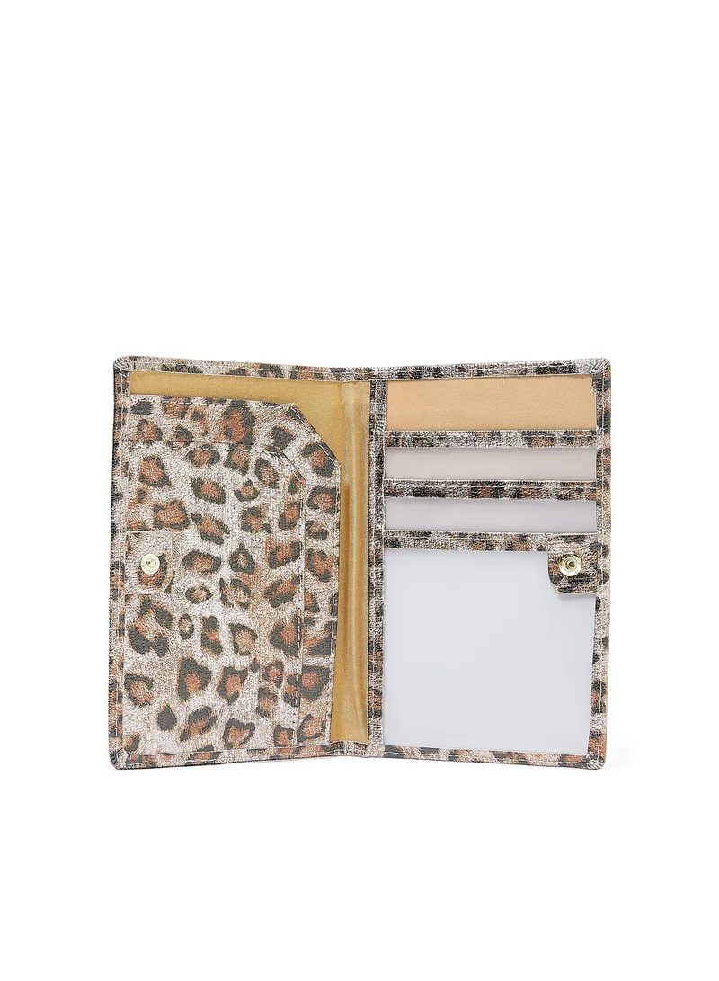 Jove Leopard Print Passport Holder Grey