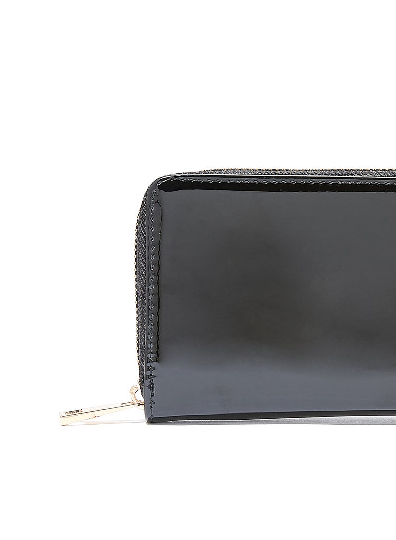 Jove Glossy Long Wallet Black - Image 3