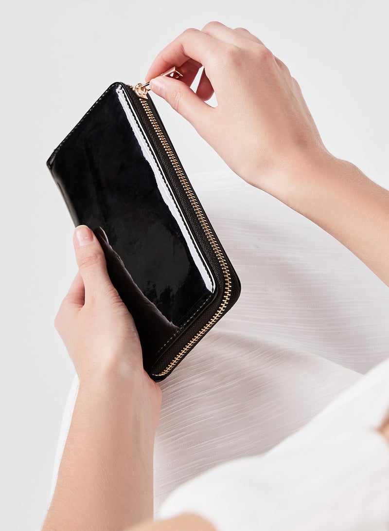 Jove Glossy Long Wallet Black - Image 5