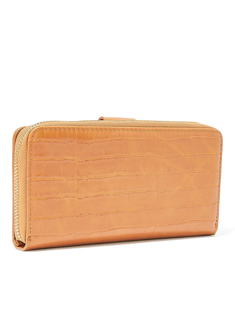 Jove Croc Effect Long Wallet Brown