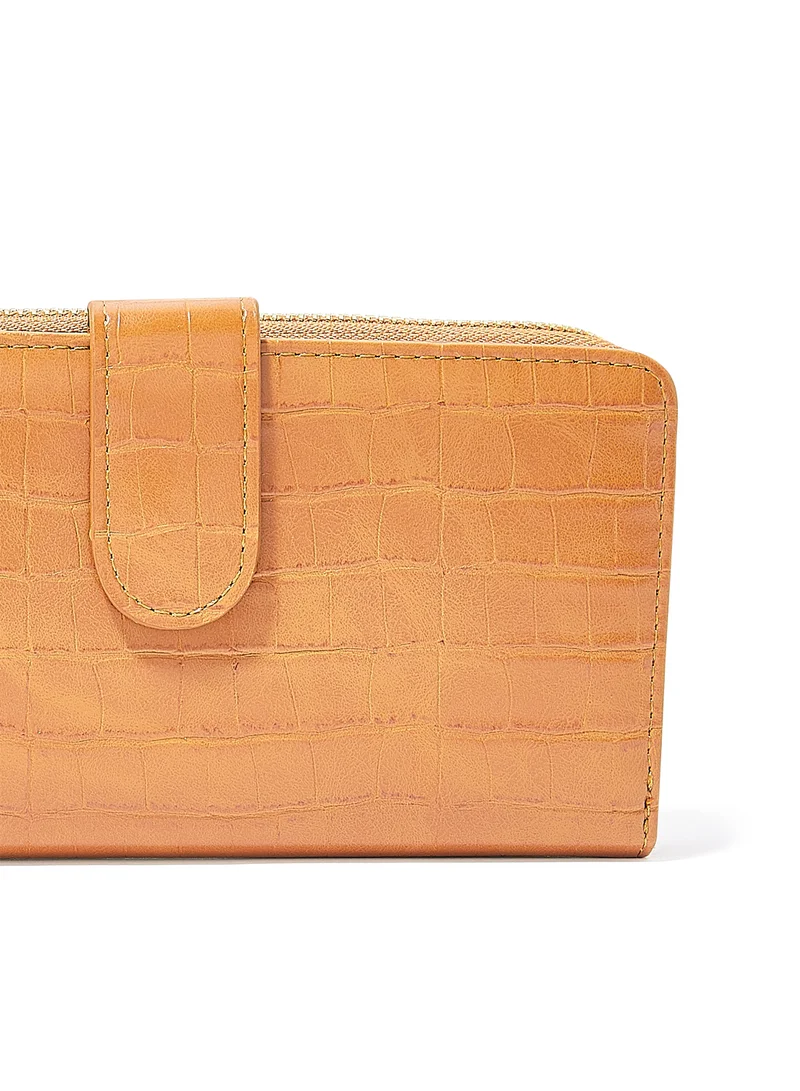 Jove Croc Effect Long Wallet Brown