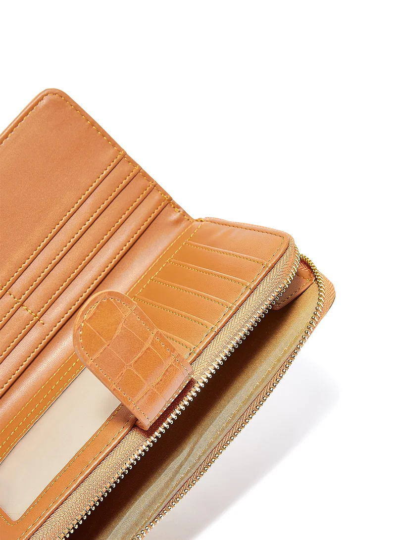 Jove Croc Effect Long Wallet Brown