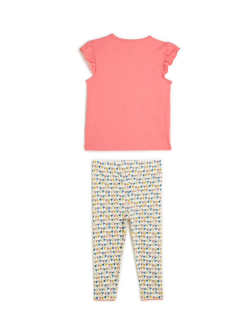 MINIKLUB - Printed Top and Leggings Set Pink/White - Image 1