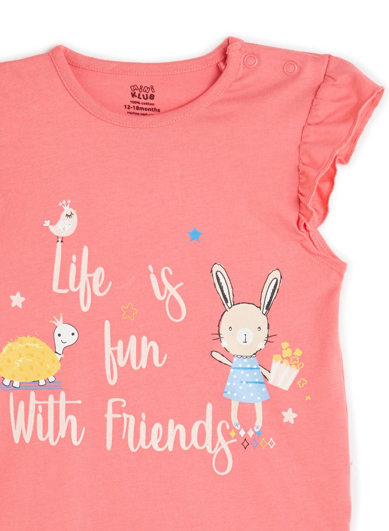 MINIKLUB - Printed Top and Leggings Set Pink/White - Image 1