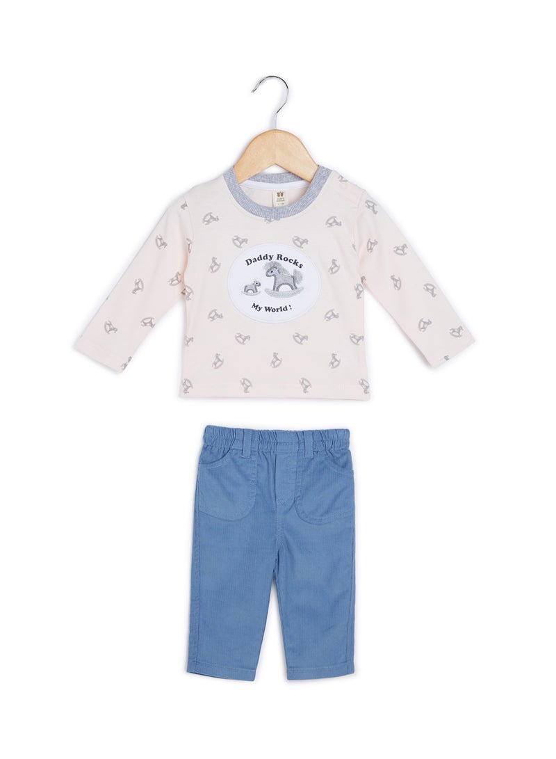 TOFFYHOUSE All-Over Print Top and Pants Set Blue - Image 1