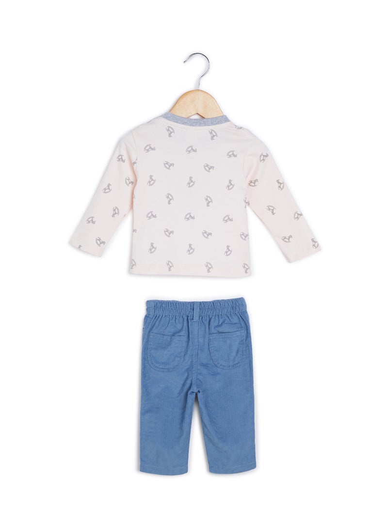 TOFFYHOUSE All-Over Print Top and Pants Set Blue - Image 2