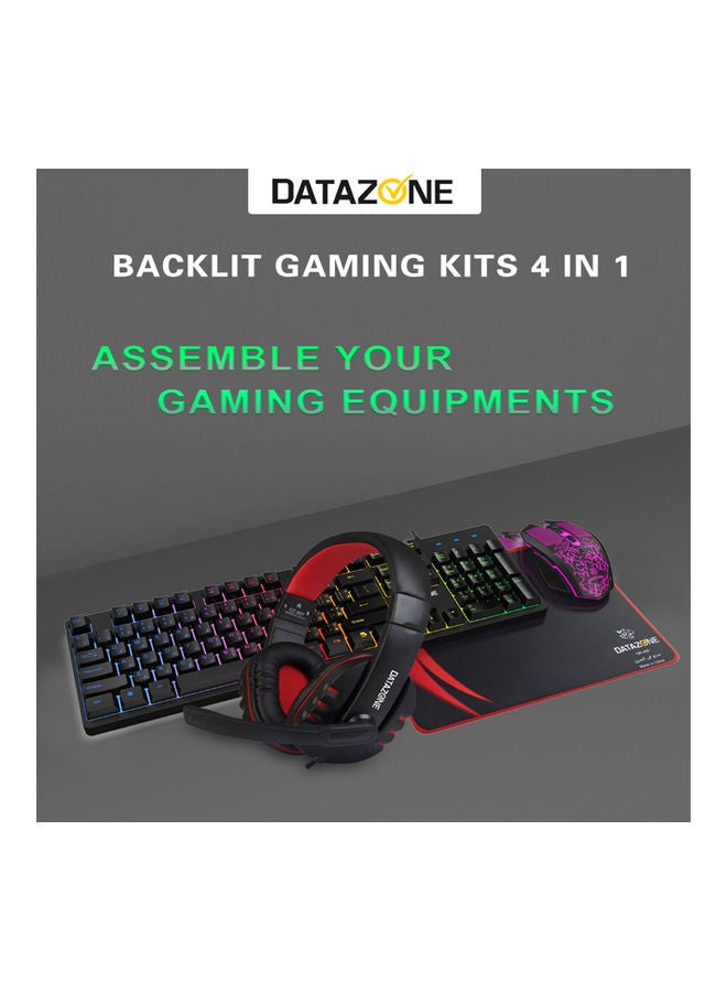 داتا زون ماوس ألعاب سلكي بإضاءة خلفية مع لوحة مفاتيح ولوحة ماوس وسماعة رأس - Image 3