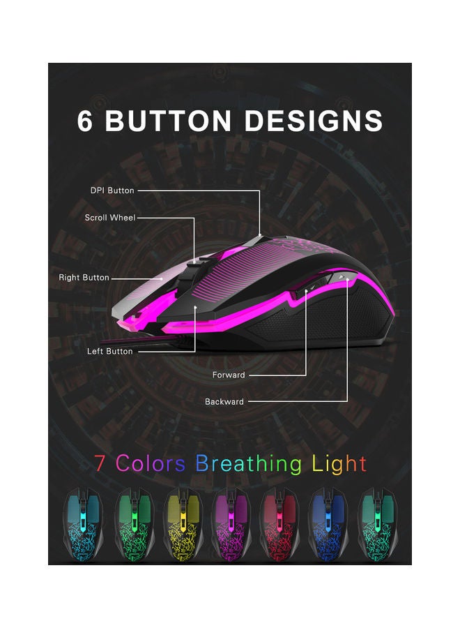 داتا زون ماوس ألعاب سلكي بإضاءة خلفية مع لوحة مفاتيح ولوحة ماوس وسماعة رأس - Image 5