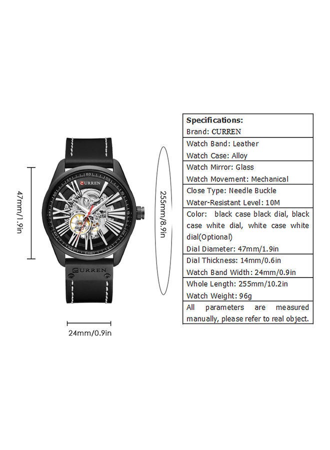 CURREN Men's Leather Automatic Self-wind Sports Watch  - Image 4
