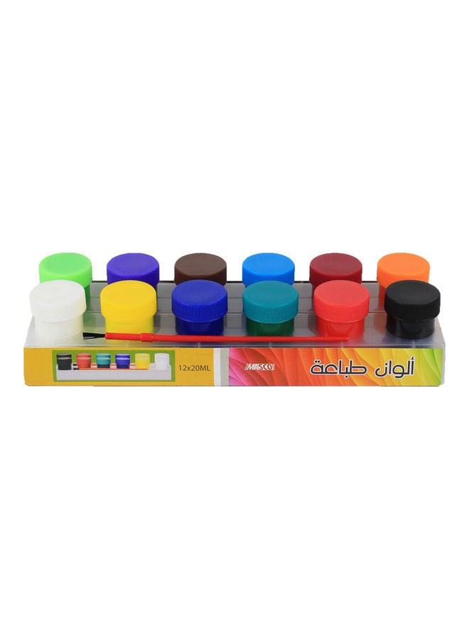 MASCO Pack Of 12 Color Poster Paint with Brush Multicolor - Image 1