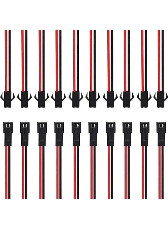 Generic - 20Pcs 2 Pin Female Male Sm-Jst Cable Wire Plug Connectors 22Awg Multicolour - Image 1