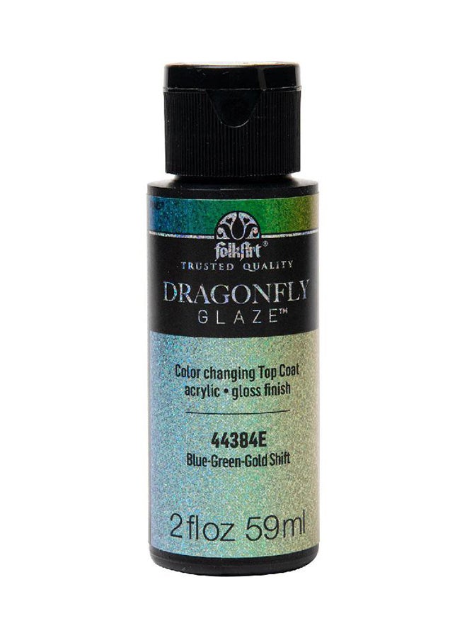 PLAID FolkArt Dragonfly Glaze Iridescent Acrylic Paint Blue/Green/Gold Shift - Image 1