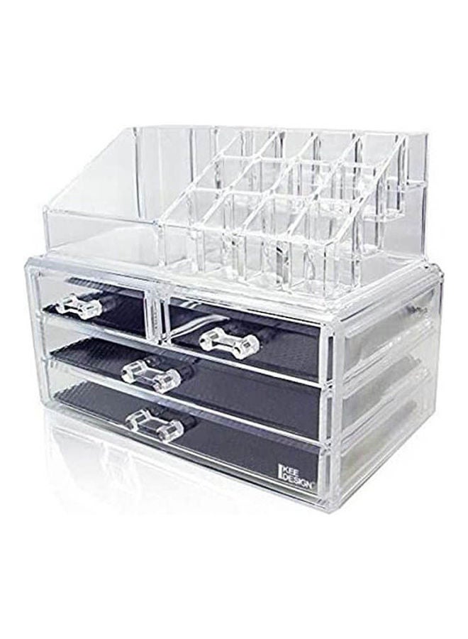 Ikee - Design Acrylic Jewelry And Cosmetic Storage Display Boxes 4 Drawers Clear - Image 1