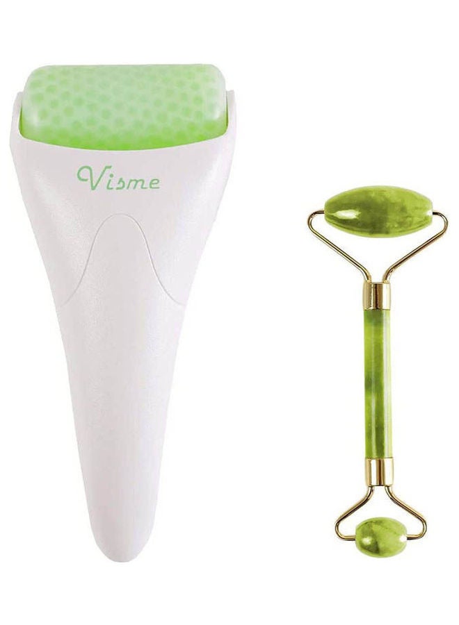 Jade Roller - And Ice Roller 2 In 1 - Eye Rollers Set For Puffiness And Migraines Green - Image 1